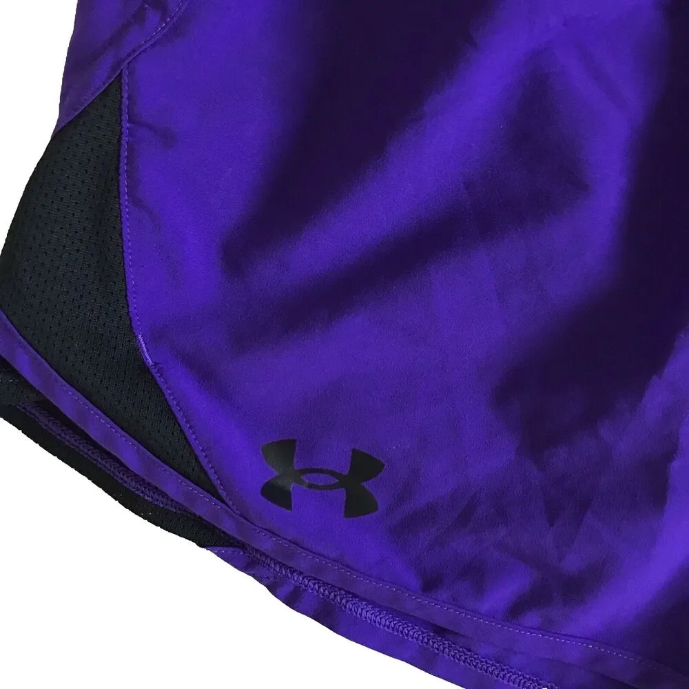 Under Armour Girls Fly By Shorts Purple Youth XL (fits Womens XS/S) Unlined Gym